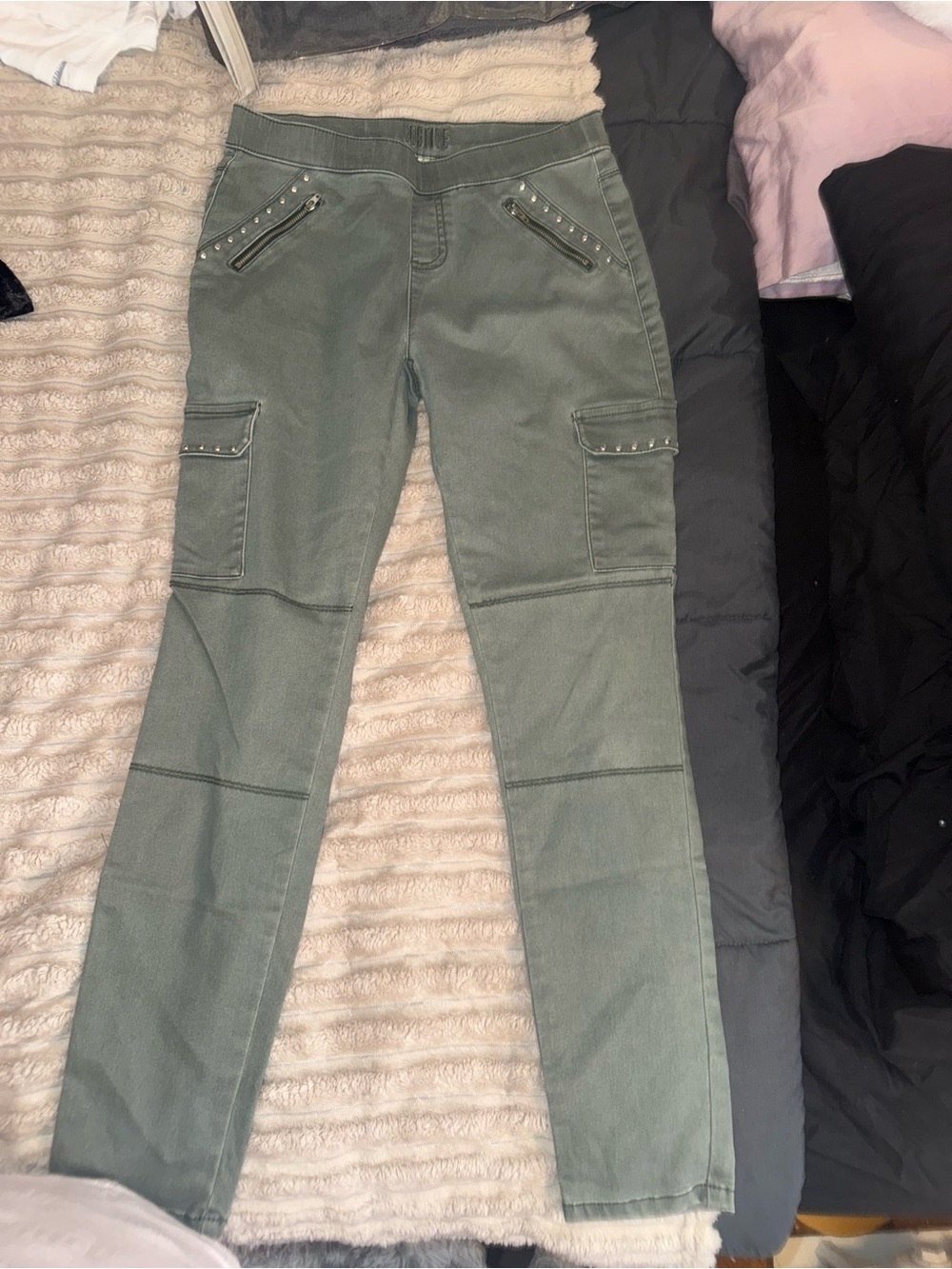 Justice Olive Green Cargo Skinny Pants